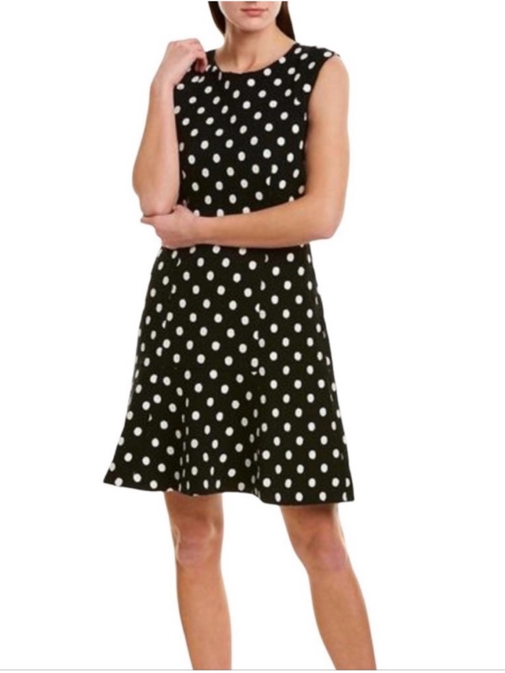 J. Crew Black and White Polka Dot Sleeveless A-Line Dress